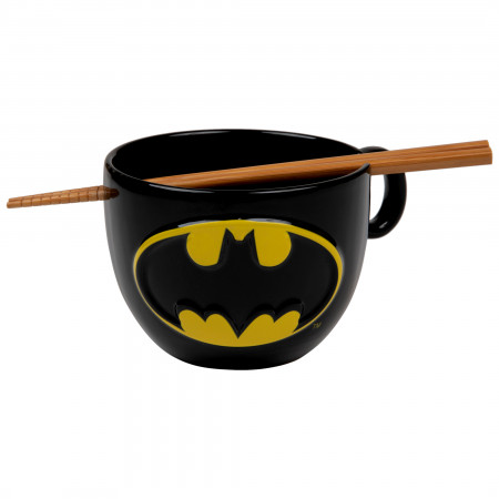 DC Batman Bat Symbol Ramen Bowl with Chopsticks